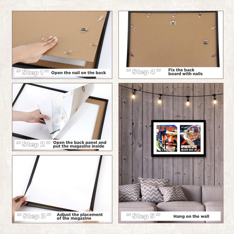 Qunclay 14x20 Inch Double Magazine Frame Displays Two 8x11 Inch