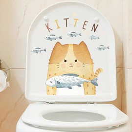 Fujitoya Wall Sticker Cat Fish Toilet Lid Refrigerator Lid Toilet Stylish Decoration