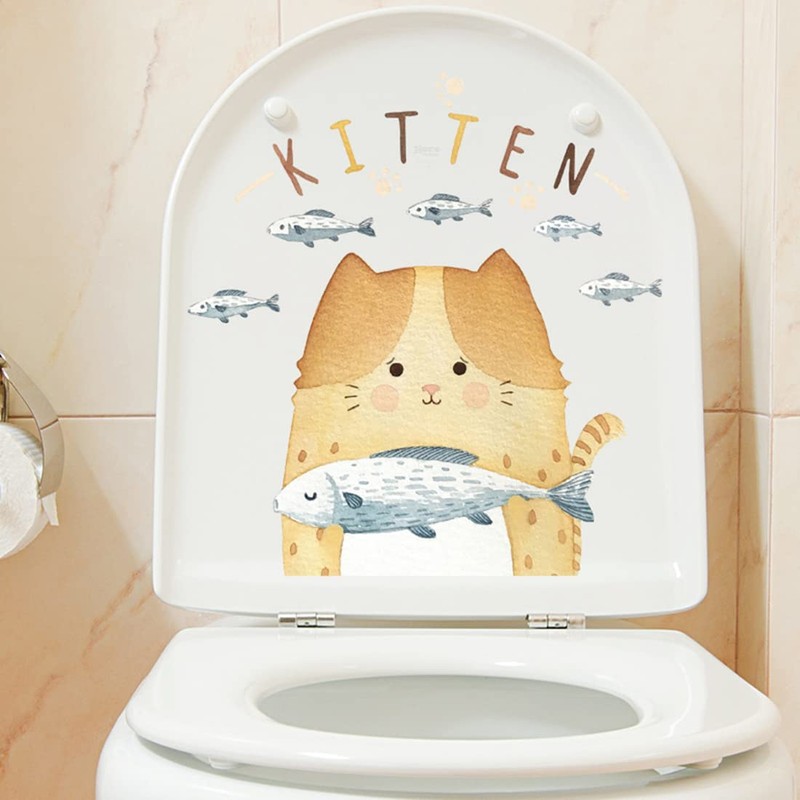 Fujitoya Wall Sticker Cat Fish Toilet Lid Refrigerator Lid Toilet