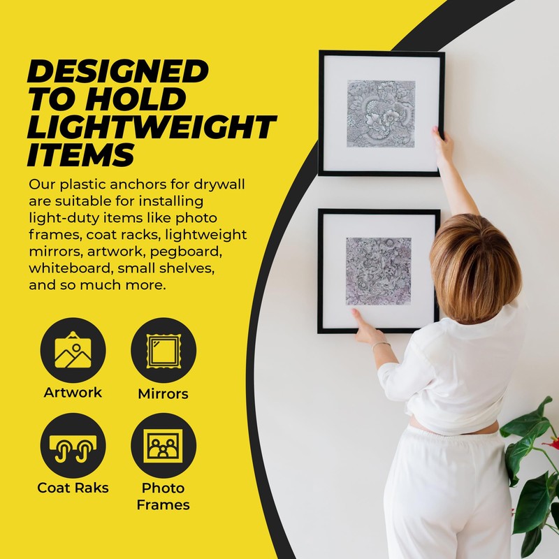 Premium Quality Ribbed Plastic Anchors, Bulk, (500 Pack, 6-8 x