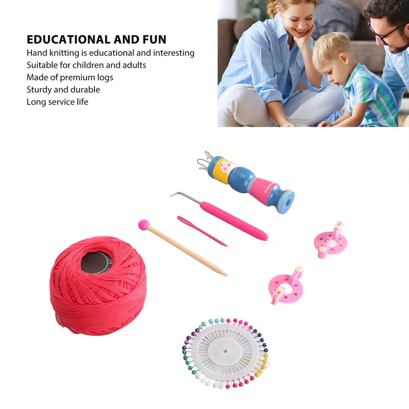 Wooden Knitter Spool Educational Doll Shape Portable Knitting Tool Kit