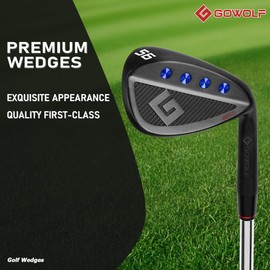 Gowolf 56 Degree Wedge Right Hand - Premium Forged Full Face Golf Wedges for Men, Golf Gap Wedges Sand Wedge Lob Wedge, Golf Clubs CNC Milled Face for More Spin - Great Golf Gifts (Black 56 Degree)