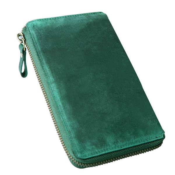 JAPAN FACTORY Men's Long Wallet, L-Shaped Zipper, Small Long Wallet,