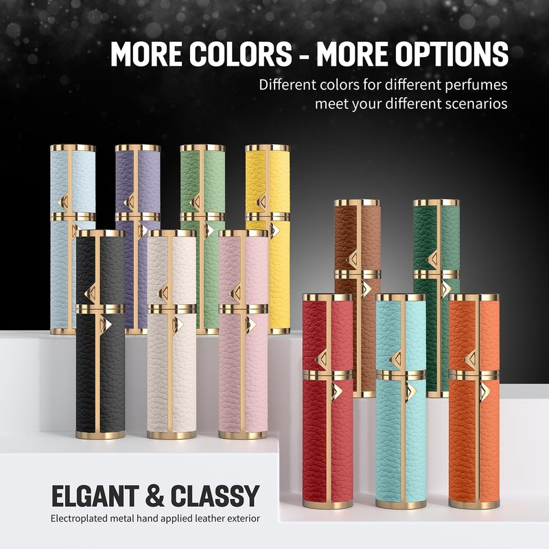 3zorqinron Portable Mini Refillable Atomizer, Cowhide Material, 5ml Travel Perfume