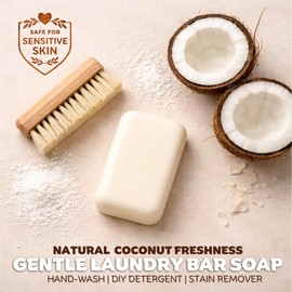 Kelebs Natural Laundry Soap Bar for Sensitive Skin with Organic Coconut - Delicate Laundry Stain Remover for Clothes, Underwear, Collar - Gentle Baby Laundry Soap | 7 Bars