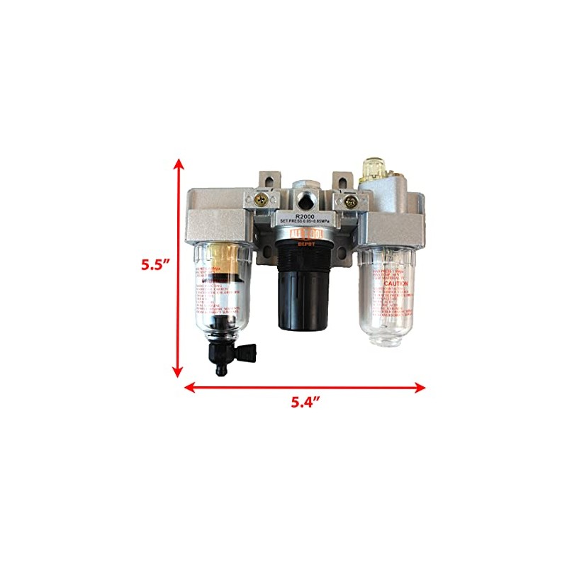 1/4" NPT Mini Compressed Air In Line Filter Regulator Lubricator