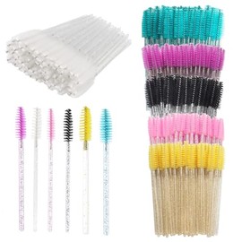 Disposable Mascara Wand Lash Spoolie, 300pcs Eyelash Makeup Brushes with Crystal Handle