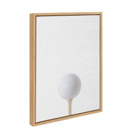 DesignOvation Sylvie Color Golf Ball Portrait Framed Canvas Wall Art, 18x24 Natural, Sporty Wall Decor for Home