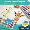 CreaTek Watercolour Paint Set 32 Highly Pigmented Watercolours Including Watercolour