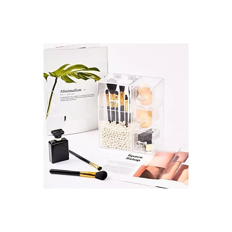 Putwo Organizador De Maquillaje Putwo Con 2 Soportes Para Brochas