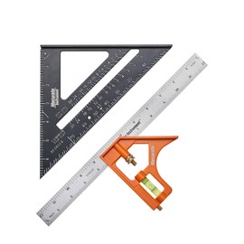 Mecurate 7-Inch Rafter Square and 12-Inch Combination Square Set, Precise Measuring, Easy-to-Read, Durable Carpenter and Combo Tools for Woodworking, Metalworking, Cutting Guidance & DIY Projects