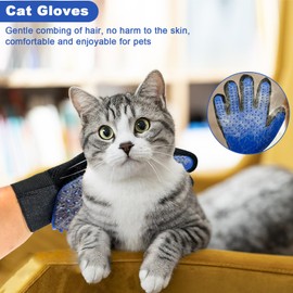 Cat Gloves for Grooming, Pet Grooming Gloves for Removing Floating Hair, Grooming Gloves for Dogs, Five Finger Hair Rubbing Gloves for Cat and Dog Massage and Bathing-1Pair