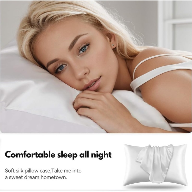 【2 Pack】 Mulberry Satin Silk Pillowcase, H HOME-MART 20"x 30"