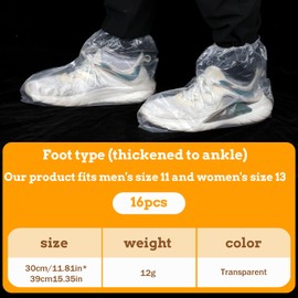 8 Pairs Shoe Covers Disposable Non-Slip Boot Covers Plastic Waterproof Shoe Protectors Cover Fits All Sizes of Shoes for Men and Women Rain Outdoor Indoors Overshoes House Cleaning (Transparent)