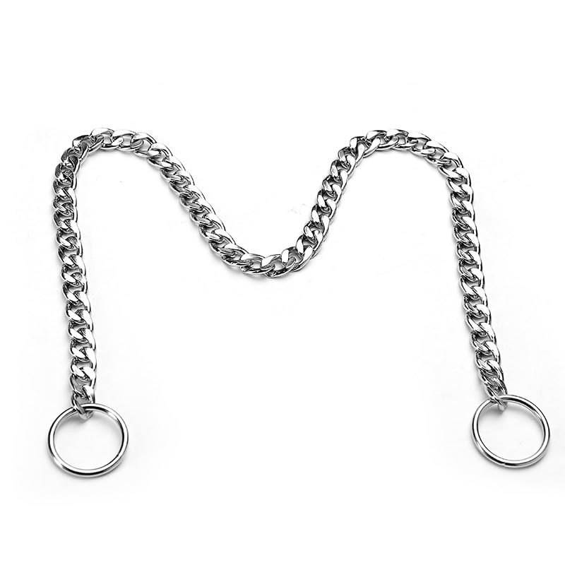 Collar plano de plata para perro, collar de perro deslizante