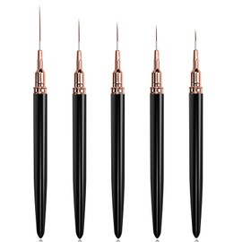 DYNAVERT Nail Art Extra Fine Liner Brush Set with Cap Drawing Tools for Long Line Detail Design 4mm 8mm 12mm 20mm 25mm Gel Nail Pro Maintenance Nail Brush Nail Brush