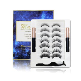 Pure Vie Magnetische Wimpern, Magnet Wimpern Magnetisch Lashes mit Eyeliner, Wiederverwendbare Selbstklebende Magnetic Eyelashes 3d Effekt Lashes Extensions Set Magnetwimpern für Mädchen Frauen