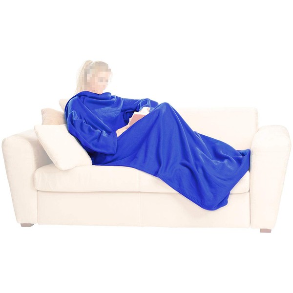 PEARL Fleece Blanket with Sleeves (Blue)