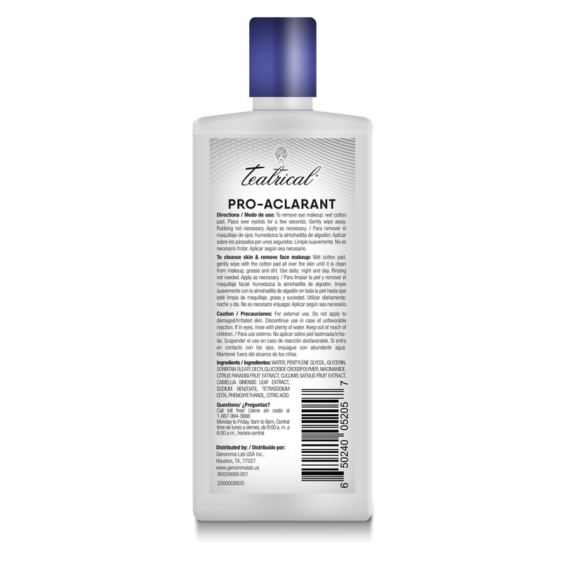 TEATRICAL Pro-Aclarant Micellar Water Cleanser & Makeup Remover, 13.5 Ounce