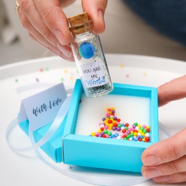 You are My World Decorative Jar for Boyfriend or Girlfriend, Romantic Anniversary and Valentine Day Present (in a Cute Teal Box)