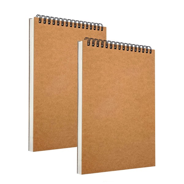 2Pack A4 Sketch Books Sketch Pads Hard Back Cover A4 Spiral Bound Sketch Pad for Children Adults, 2Pack