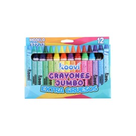 Koovi – Crayones Jumbo, C/12 PZ, crayones grandes para niños, uso escolar o de oficina, modelo 372-12