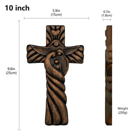 BGCOPPER Cruz de pared de la sagrada familia, crucifijo de madera hecho a mano, cruz de Jesús, decoración de pared arte para decoración de la habitación del hogar, regalos de Navidad, 10 pulgadas