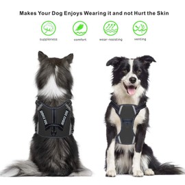 LMOBXEVL Service Dog Harness,No-Pull Dog Harness with Handle Adjustable Reflective Pet Dog in Training Vest Harness,Easy Control for Small Medium Large Breed Outdoor Walking Hiking