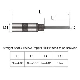 sourcing map 3mm Paper Punch Drill, Straight Shank Hollow Bit Tool, for Hole Puncher Punching Machine, 2pcs