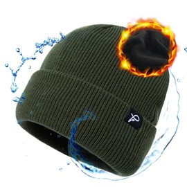 parte superior-EX L/XL/XXL Gorro impermeable con forro polar para todo tipo de clima, cálido para invierno, Verde oliva (impermeable), Small-Medium