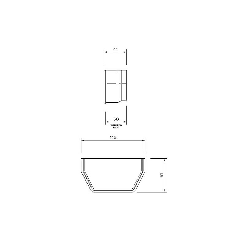 FLOPLAST 114mm Square Gutter Internal Stop End - Black