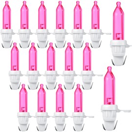 60 Pcs Christmas LED Replacement Bulb Mini Wide Angle LED Xmas Bulb LED Tree Light Bulb Outdoor String Light Replacement Bulb for Christmas Garden Tree Party Decor (White Base with Pink Bulb)