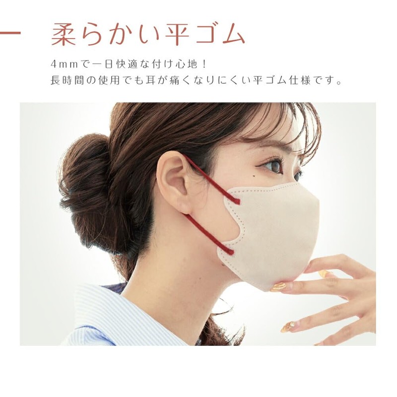 [millarouge] 3Dマスク 立体マスク 不織布 血色 不織布 カラー 立体 使い捨て 小顔