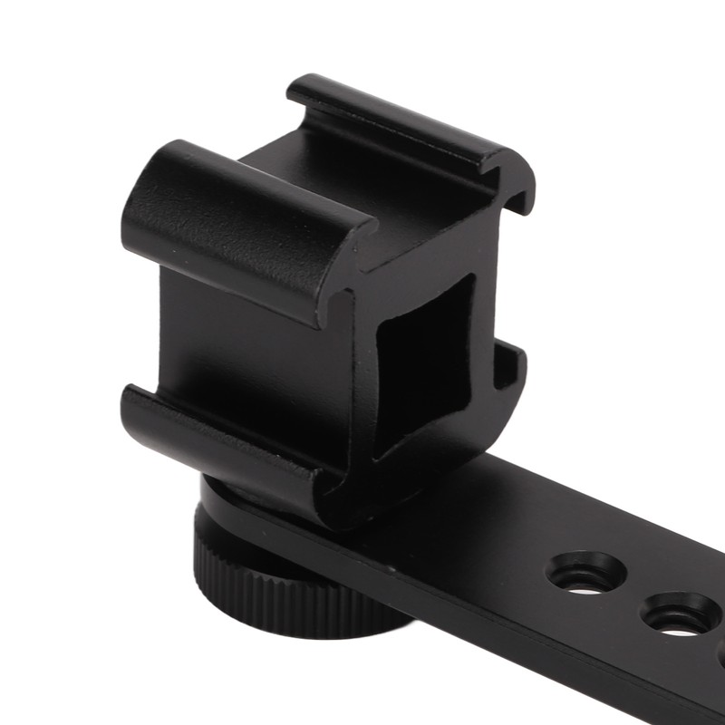 Triple Cold Shoe Extension Bracket Aluminium Alloy Microphone Stand Mount