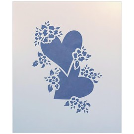Hearts Flower Stencil - 3.8" x 5" Romance Love Valentine Heart Happy Valentine's Day Reusable Laser Cut Mylar Template Painting Home Decor Crafts - The Artful Stencil