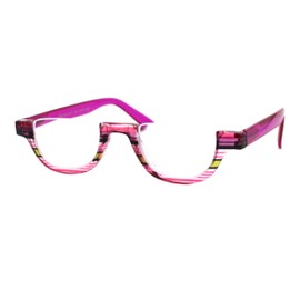 PASTL Magnified Lens Reading Glasses Cropped Flat Top Half Rim Spring Hinge Fuchsia +1