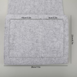 GLADFRESIT Felt Bedside Organiser Pocket, Bedside Storage Hanging Bunk Storage Caddy for Phone, Books, Glasses, Tablet, Remote (Grey)