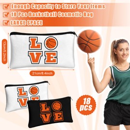 Moukeren 18 Pcs Basketball Gifts for Girls Basketball Makeup Bag Accessories Funny Travel Basketball Bags for Teen Girls Cosmetic Zipper Pouch for Team Players Lover, 8.27 x 5.12 Inches(Fresh Style)