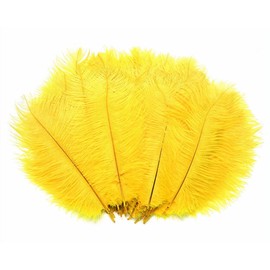 Hollosport 30 PCS Yellow Ostrich Feathers Bulk 10-12 Inch, Soft Natural Plumes for Centerpieces of Great Gatsby & Wedding Party, Home Vases Christmas Tree Decorations (Yellow 10-12 Inch)