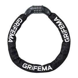 GRIFEMA GAK1201-9 Bike Locks High Security, Bicycle Chain/Cycling Lock, 5 Digit Combination for Bike Cycle, Moto, Door, Gate Fence, 900mm Length, Black, White