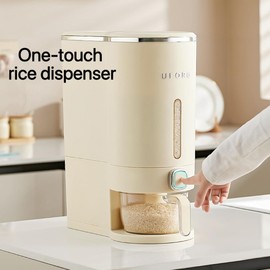 Reflygen Rice Dispenser With Measuring Cup,Kitchen Grain Storage Container,Pantry&Home Dry Goods Storage Box (22-Pound)