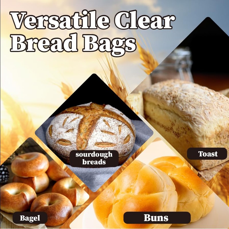 Lesibag 100Pcs 11"x 14" Bottom Gusset Bread Loaf Bags with