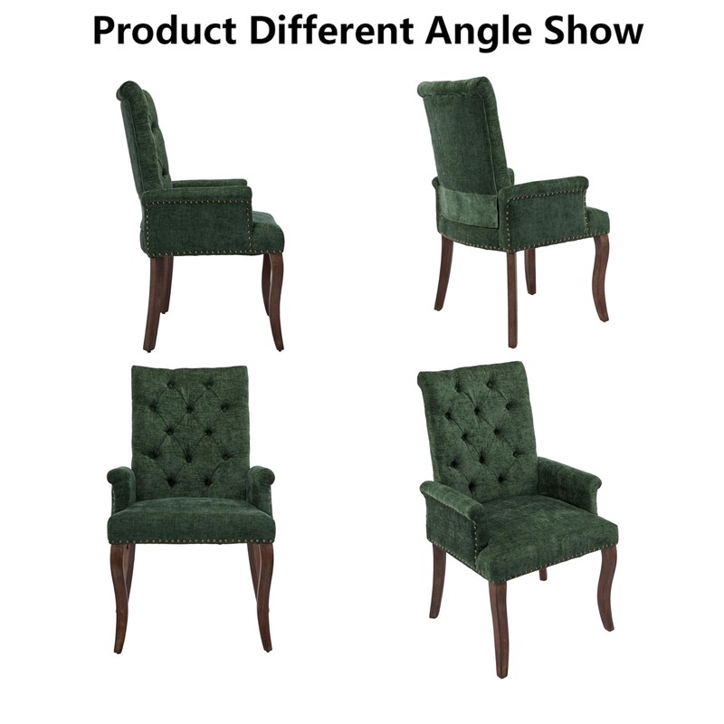 OIKIIWOO Chenille Tufted Dining Chairs with High Back,Neutral Fabric Upholstered