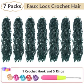 Faux Locs Crochet Hair Soft Locs 22 Inch 7 Packs Crochet Locs Pre looped Natural Locs Crochet Hair For Women (22 Inch (Pack of 7), Malachite Green)