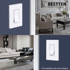 BESTTEN 50 Pack 1 Gang Screwless Decorator Wall Plate, USWP6 Gloss Snow White, Decorative Outlet Cover, Decor Light Switch Face Plate, H4.69” x W2.91”