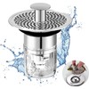 Bathroom Sink Plug with Hair Strainer, Universal Pop Up Drain