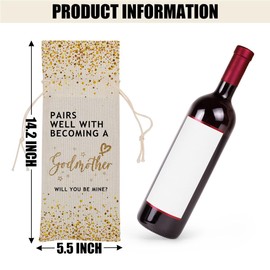 Godmother Gift Godmother Proposal Gift Wine Bag Godparents Gift Will You Be My Godmother for Baptism Women Lady Bestie Sister Friend Congratulations Wine Bags