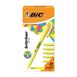 BIC BIC Brite Liner Highlighters, Chisel Tip, 24-Count Pack of Yellow Highlighters, Ideal Highlighter Set for Organizing and Coloring