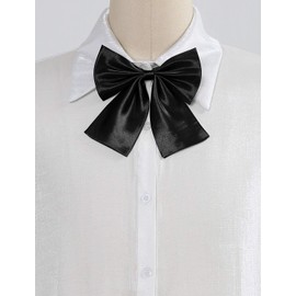 Allegra K Women's Pre-Tied Bowknot Solid Color Uniform Cosplay Adjustable Bowtie Black One Size