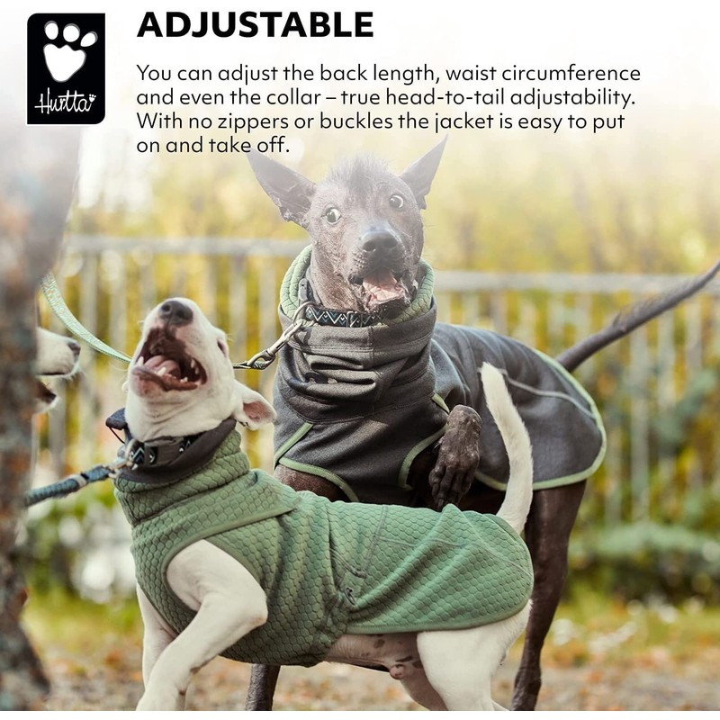 Hurtta Razzle-Dazzle Midlayer Reversible Coat, Red, 56 cm, grey-green